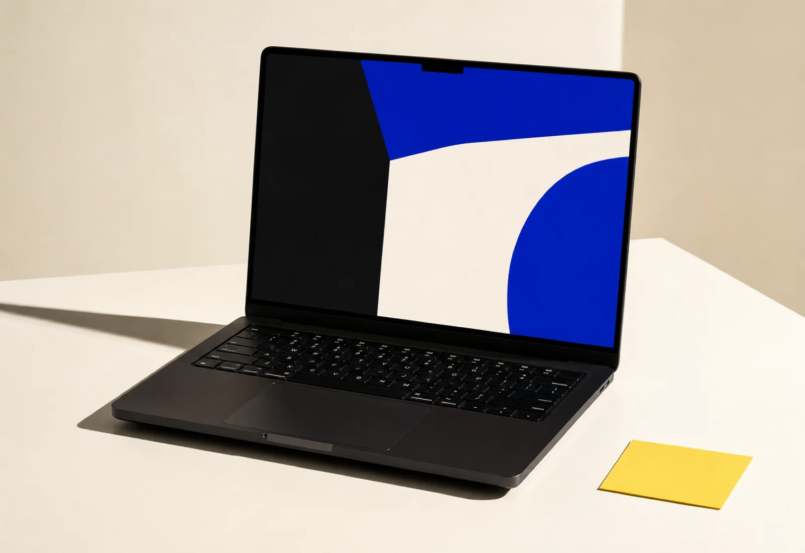 Laptop mit einer kontrastreichen Editorial-Website